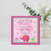 Invitation Baby shower d'éléphant lumineux et amusant (Debout devant)