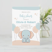 Invitation Baby shower d'éléphant mignon (Debout devant)