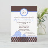 Invitation Baby shower d'éléphant Mod Blue Boy 5x7 (Debout devant)