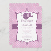 Invitation Baby shower d'éléphant Polka Dot Purple (Devant / Derrière)