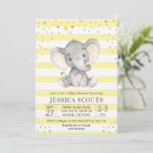 Invitation Baby shower d'éléphant Polka Neutre gris Jaune (Debout devant)