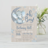 Invitation Baby shower d'éléphant pour bébés (Debout devant)