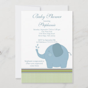 Invitation Baby shower d'éléphant pour bébés migno