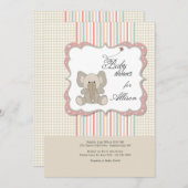 Invitation Baby shower d'éléphant pour bébés mignons (Devant / Derrière)