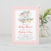 Invitation Baby shower d'éléphant rose (Debout devant)