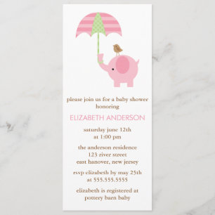 Invitation Baby shower d'éléphant rose