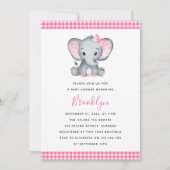 Invitation Baby shower d'éléphant rose (Devant)