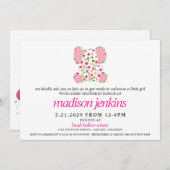 Invitation Baby shower d'éléphant rose (Devant / Derrière)