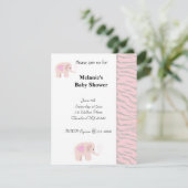 Invitation Baby shower d'éléphant rose doux (Debout devant)
