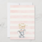 Invitation Baby shower d'éléphant rose floral d'ar (Dos)