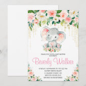 Invitation Baby shower d'éléphant rose pâle rose (Devant / Derrière)
