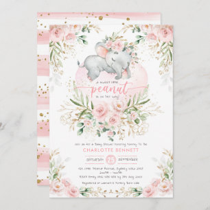 Invitation Baby shower d'éléphant rose rose pâle