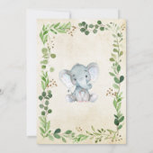 Invitation Baby shower d'éléphant vert (Dos)