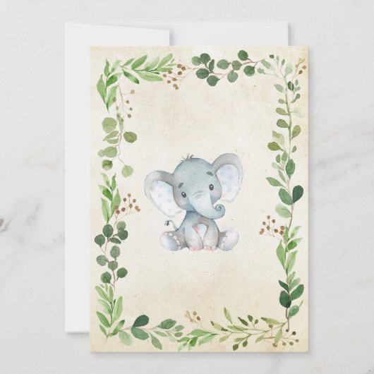 Invitation Baby shower d'éléphant vert (Dos)