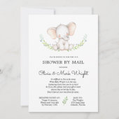 Invitation Baby shower d'éléphant vert par courrier (Devant)