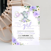 Invitation Baby shower d'éléphant violet de fille