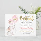 Invitation Baby shower d'éléphant virtuel (Debout devant)