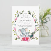 Invitation Baby shower d'éléphants floraux (Debout devant)