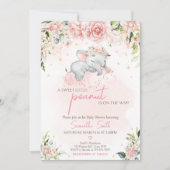 Invitation Baby shower d'éléphants floraux rose (Devant)