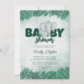 Invitation Baby shower d'éléphants mignons de Woodland (Devant)