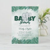 Invitation Baby shower d'éléphants mignons de Woodland (Debout devant)