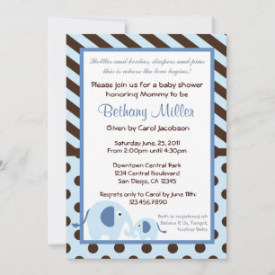 Invitation Baby shower d'éléphants moderne