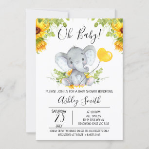 Invitation Baby shower d'éléphants neutres selon le sexe des