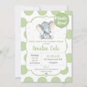 Invitation Baby shower d'éléphants : révélation de (Devant)