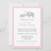 Invitation Baby shower d'éléphants - rose (Devant)