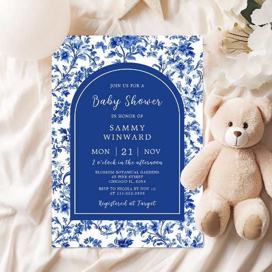 Invitation Baby shower Delft Blue Antique Chinoiserie