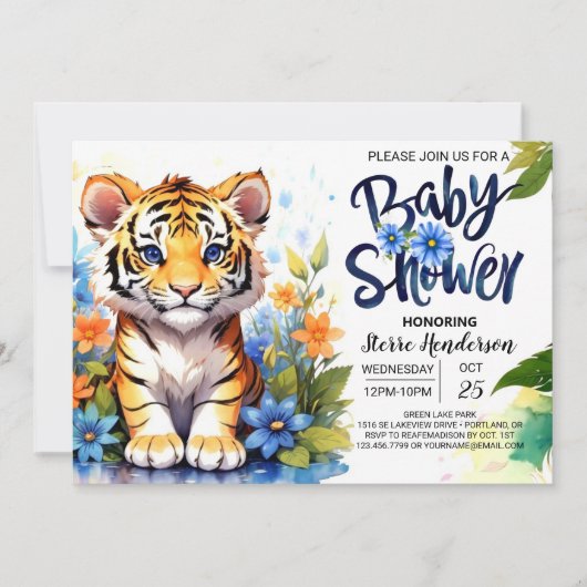 Invitation Baby shower délicieux Tiger Cub (Devant)