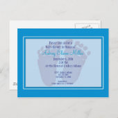 Invitation Baby shower d'empreinte bleue (Devant / Derrière)