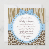 Invitation Baby shower d'empreinte bleue Brown (Dos)