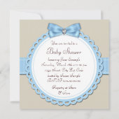 Invitation Baby shower d'empreinte Brown et bleue (Dos)