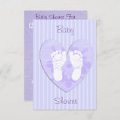 Invitation Baby shower d'empreintes de bébé lavande et pourpr (Devant / Derrière)