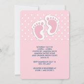 Invitation Baby shower d'empreintes de filles mignonnes roses (Dos)