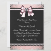 Invitation Baby shower d'empreintes rose noire (Dos)