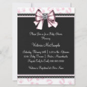 Invitation Baby shower d'empreintes rose noire (Dos)