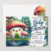 Invitation Baby shower d'enchantement Boho Toadstool (Devant / Derrière)