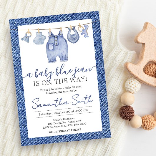 Invitation Baby shower Denim Baby Blue Jean