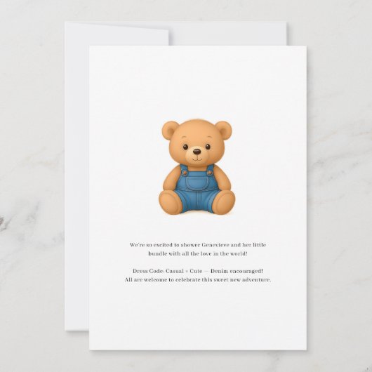 Invitation Baby shower Denim Blue Jean (Dos)