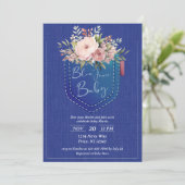 Invitation Baby shower Denim Blue Jean (Debout devant)