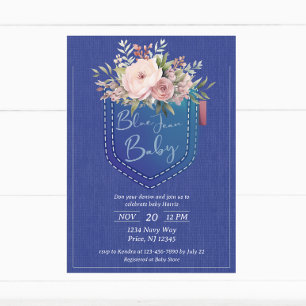 Invitation Baby shower Denim Blue Jean
