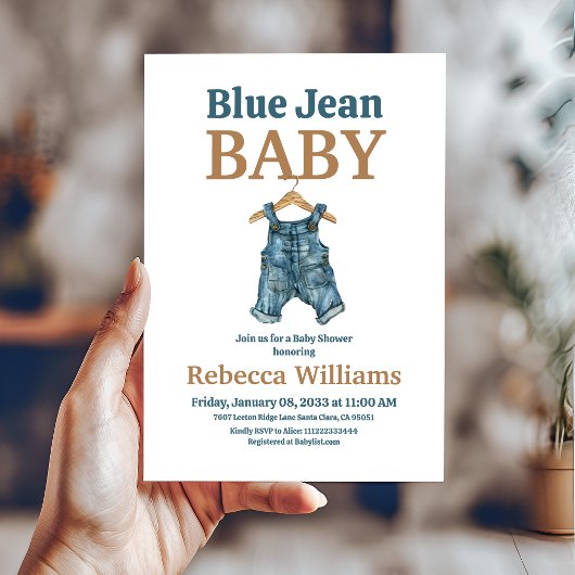 Invitation Baby shower Denim Boy Blue Jean