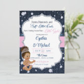 Invitation Baby Shower Denim & Diamants (Debout devant)