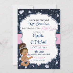 Invitation Baby Shower Denim & Diamants