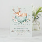 Invitation Baby shower d'enseignement floral de cerfs de bois (Debout devant)