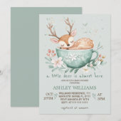 Invitation Baby shower d'enseignement floral de cerfs de bois (Devant / Derrière)