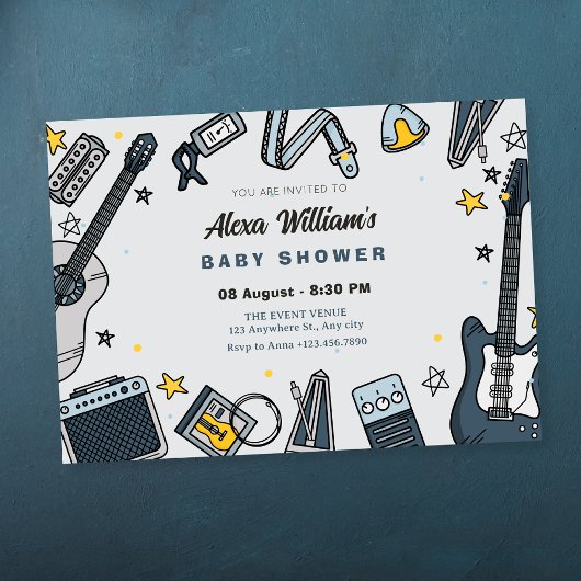 Invitation Baby shower d'équipement de guitare