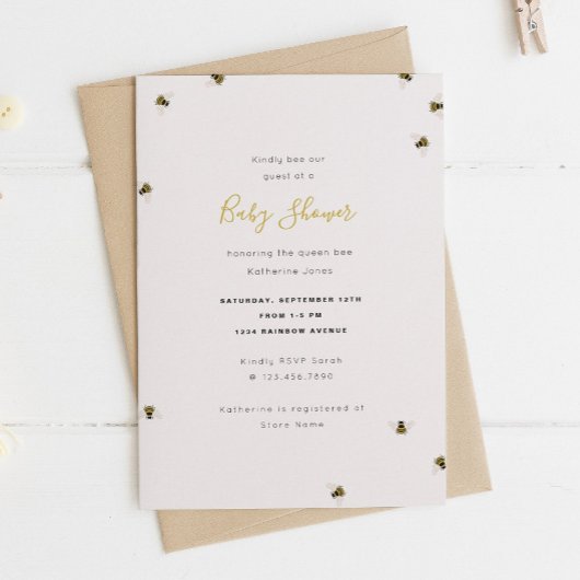 Invitation Baby shower des abeilles de miel